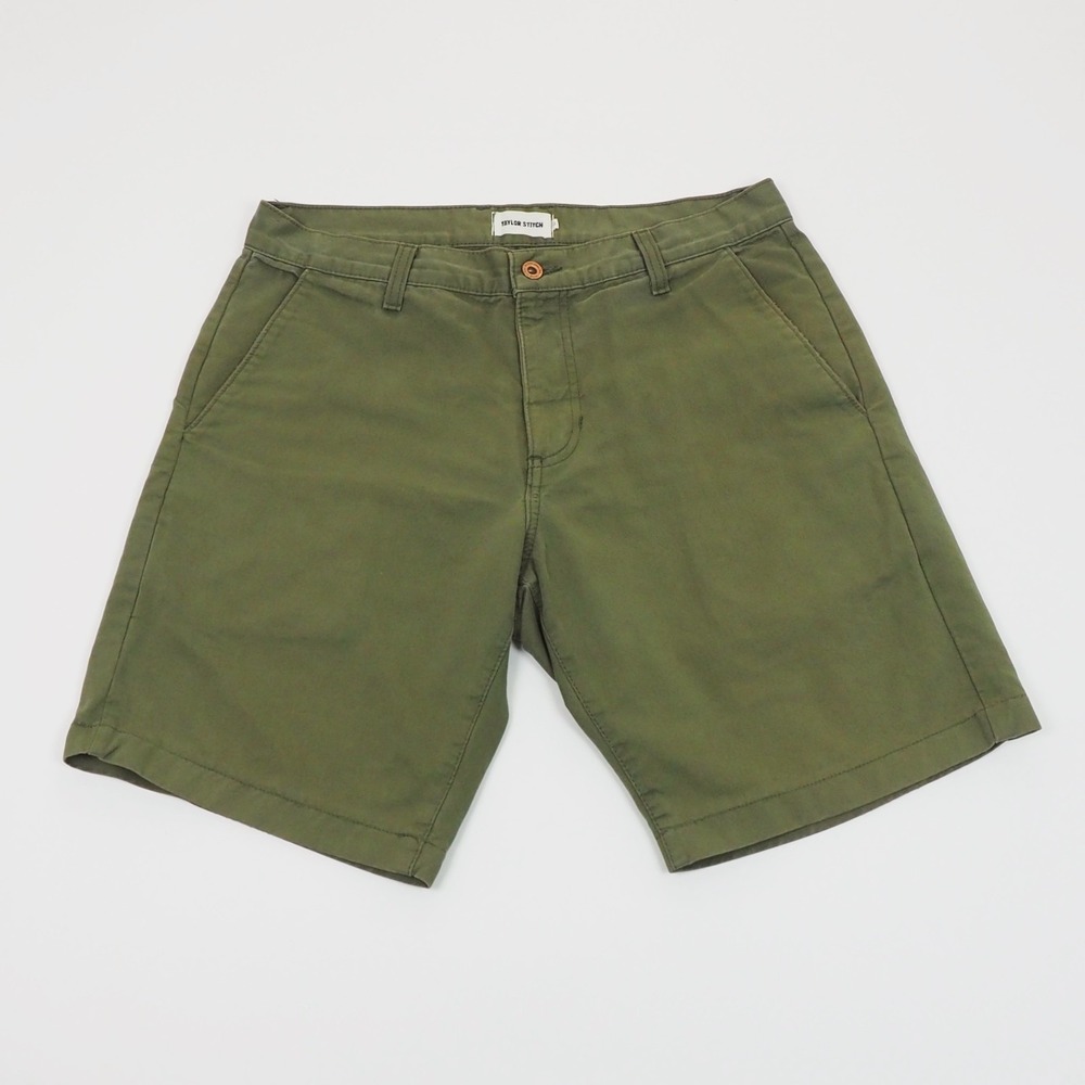 TaylorStitch Taylor Stitch The Travel Chino Shorts Mens 33 Olive Green Flat Walk